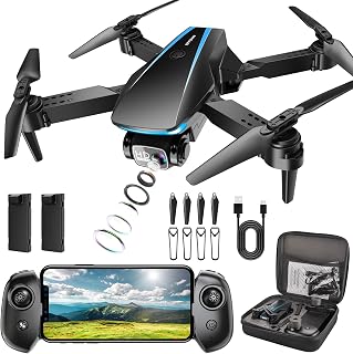 Oddire Drone with Camera - 1080P Drones for Adults with Trajectory Flight, Gravity Control, One Key Take Off/Land, 3D Flip, Foldable Drone with Stable Hover, Carrying Case, 2 Batteries, Propellers