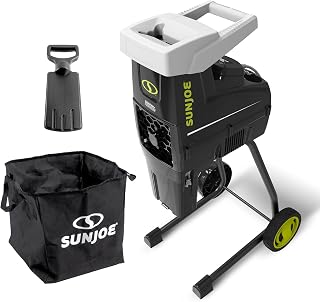 Sun Joe Wood Chipper Shredder and Waste Shredding Machine, CJ603E | with Collection Bag, 1.7-Inch Cutting Diameter, 15-Amp Motor - Portable Electric Equipment, Lawn Care