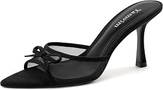 Heel Mules for Women Pointed Open Toe High Heel Sandals