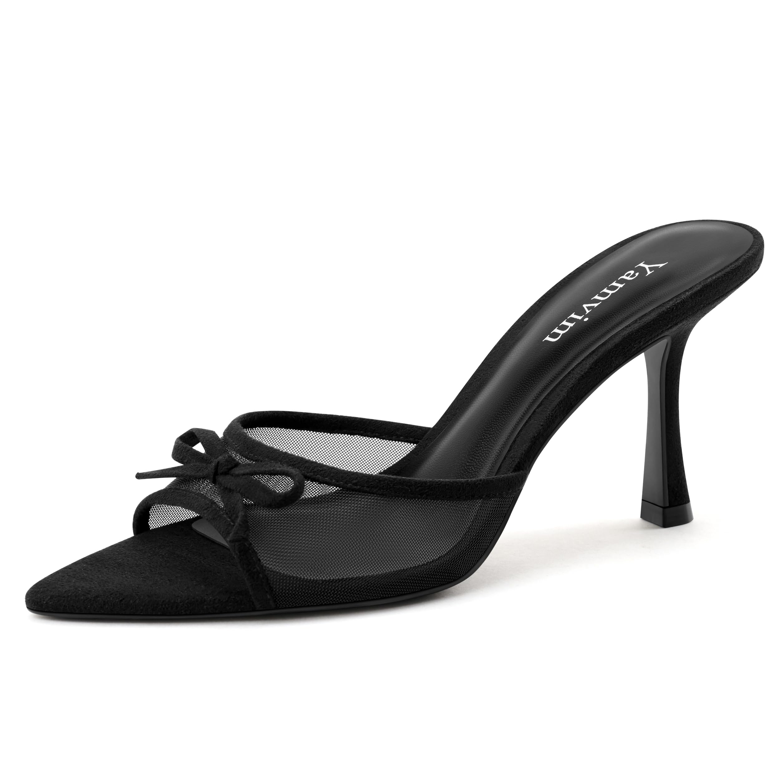 Heel Mules for Women Pointed Open Toe High Heel Sandals