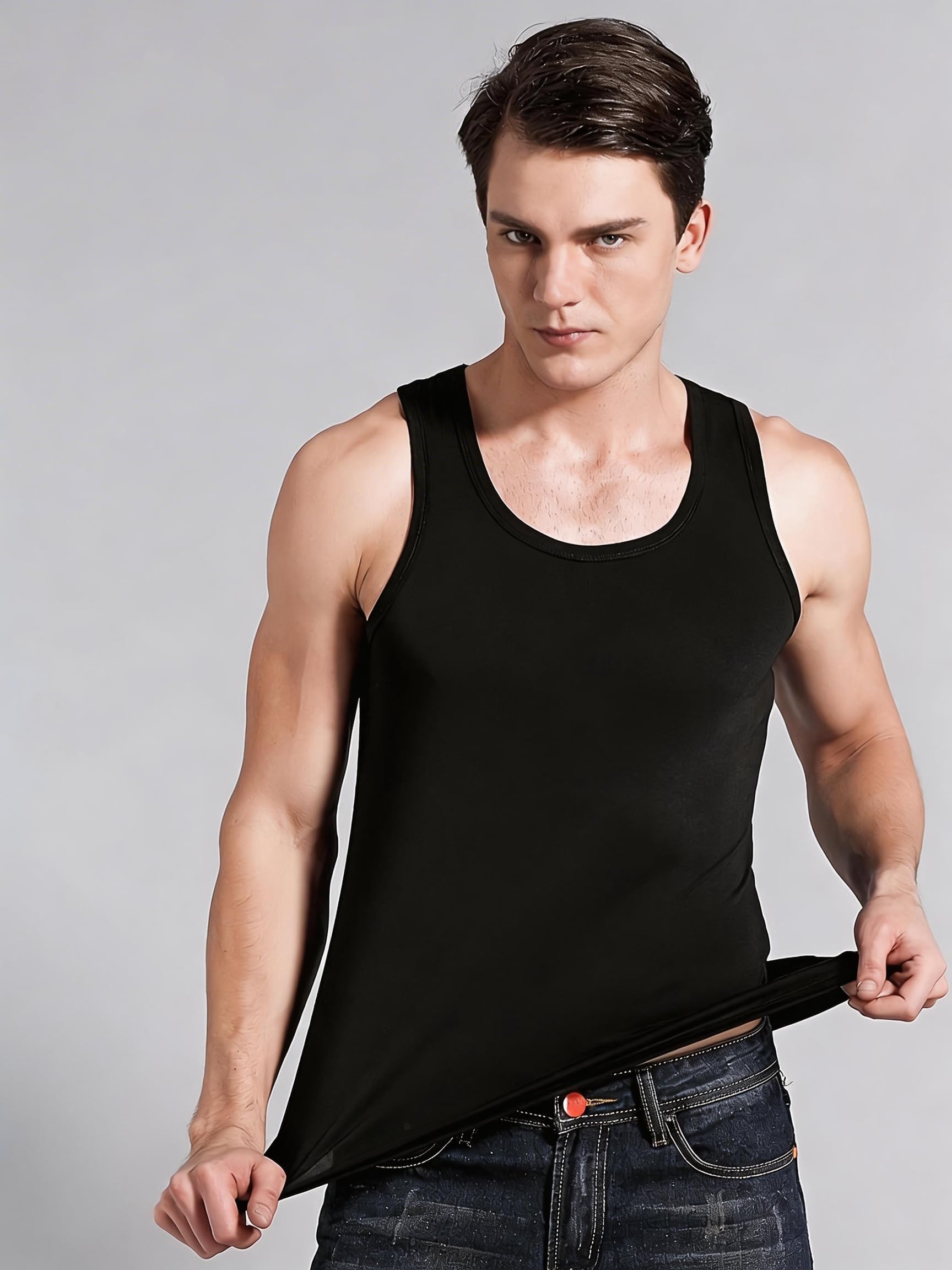 Mens Shirts Sleeveless Workout Breathable Crew Neck Tank Top Summer Muscle T-Shi