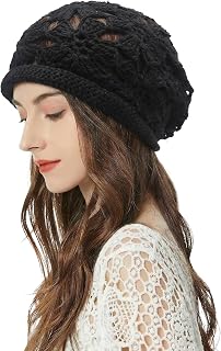 ZLYC Women Cotton Crochet Slouchy Beanie Hat Handmade Knit Summer Skull Cap