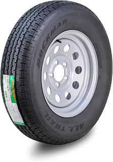 ROCKMAN Trailer Tire Wheel ST205/75R15 8PR D 107M 5X4.5" PCD Silver Mod Rim | 5 Lug on 4.5" PCD Rim Assembly Load Range D