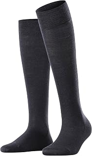 FALKE Women's Merino Wool Cotton Soft-Top Socks With Gentle Grip On Leg Plain Thin Thermal For Summer Or Winter Black Grey More Colours 1 Pair Sensitive Berlin