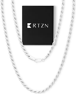 RTZN® Gold Rope Chain for Men – 3mm, 4mm Mens Rope Chain – Premium Stainless Steel Necklace for Men & Boys – Non-Tarnish & Waterproof Black, Silver, Gold Mens Chain Necklaces – 18/20/22/24/26" Inches
