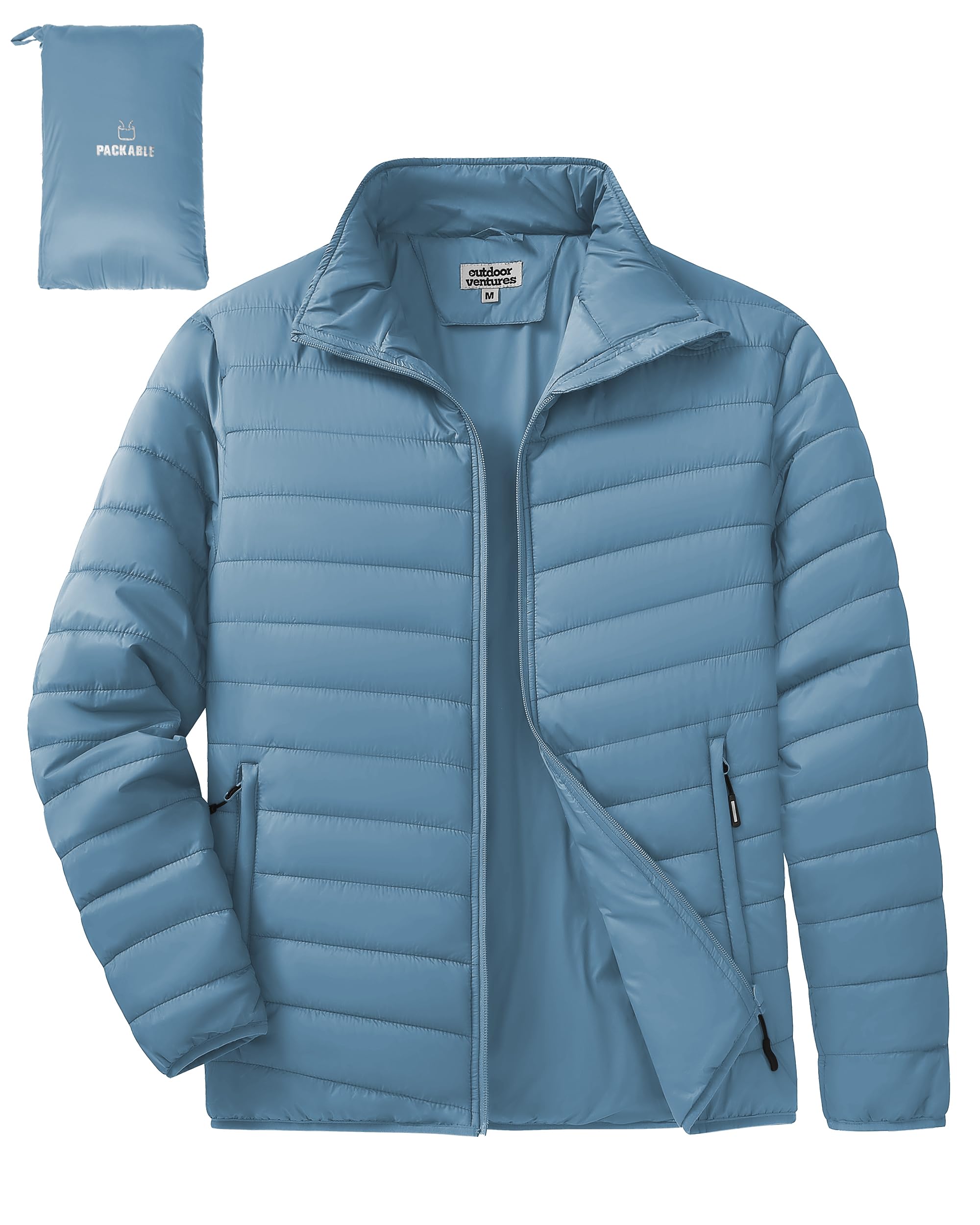 Outdoor Ventures Men's Puffer Jacket Packable Lightweight Quilted Jacket