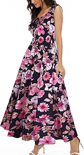 Women's 2026 Summer Boho Floral Print Tiered Casual Flowy Long Maxi Dress