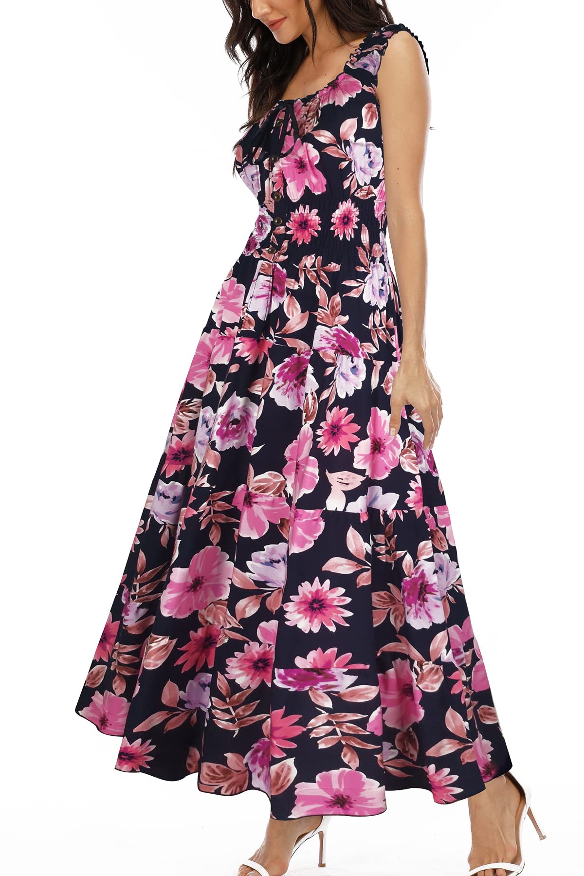 Women's 2026 Summer Boho Floral Print Tiered Casual Flowy Long Maxi Dress
