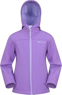 Mountain Warehouse Exodus Children's Water-Repellent Softshell Jacket Transition Jacket Rain Jacket with Hood Windproof Breathable Outdoor Unisex Light Blue