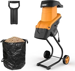 15 Amp Electric Wood Chipper Shredder, 1.77" Wood Chipper for Branches | with 60L Collection Bag, 25:1 High Reduction Ratio for Yard Waste, Composting & Garden