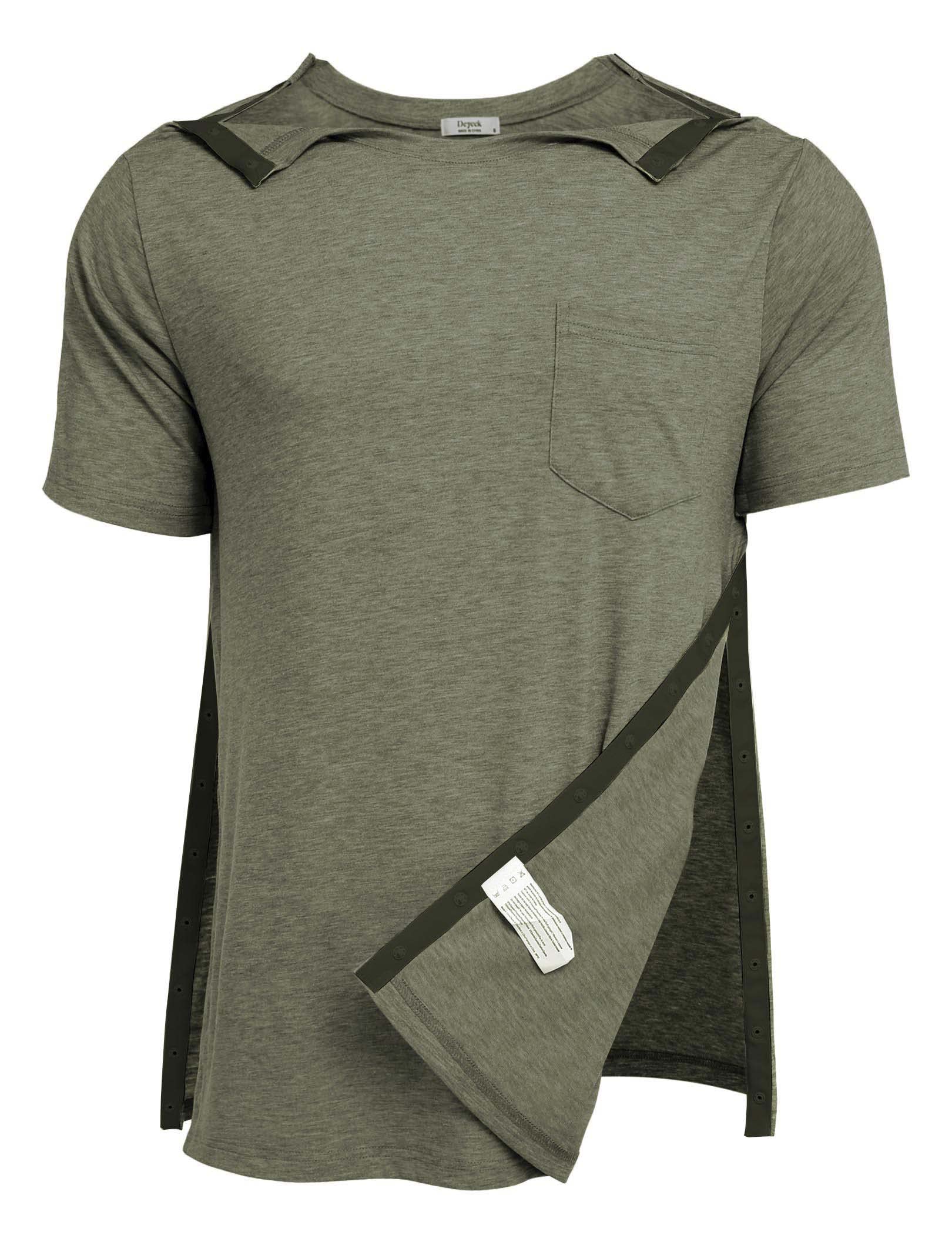 Deyeek Men's Post Shoulder Surgery Shirts Recovery Tear Away Short Sleeve Full O