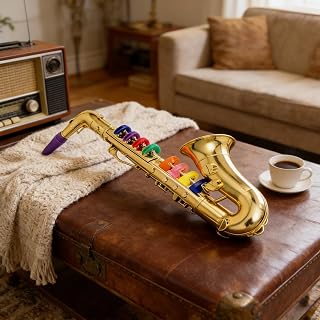 Kids Saxophone Saxophone Instrument, 16x5x3 Inches | Realistic, Convenient, Safe, And Interactive, For Early Music Education At Home And Fun Practice Sessions