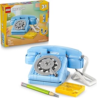 LEGO Creator 3 in 1 Retro Telephone Kids Toy - Home Decor for Bedroom or Kids Room - Building Toy and Learning Playset for Girls & Boys, Ages 8+ - Gift Idea for Birthdays or Special Occasions - 31174