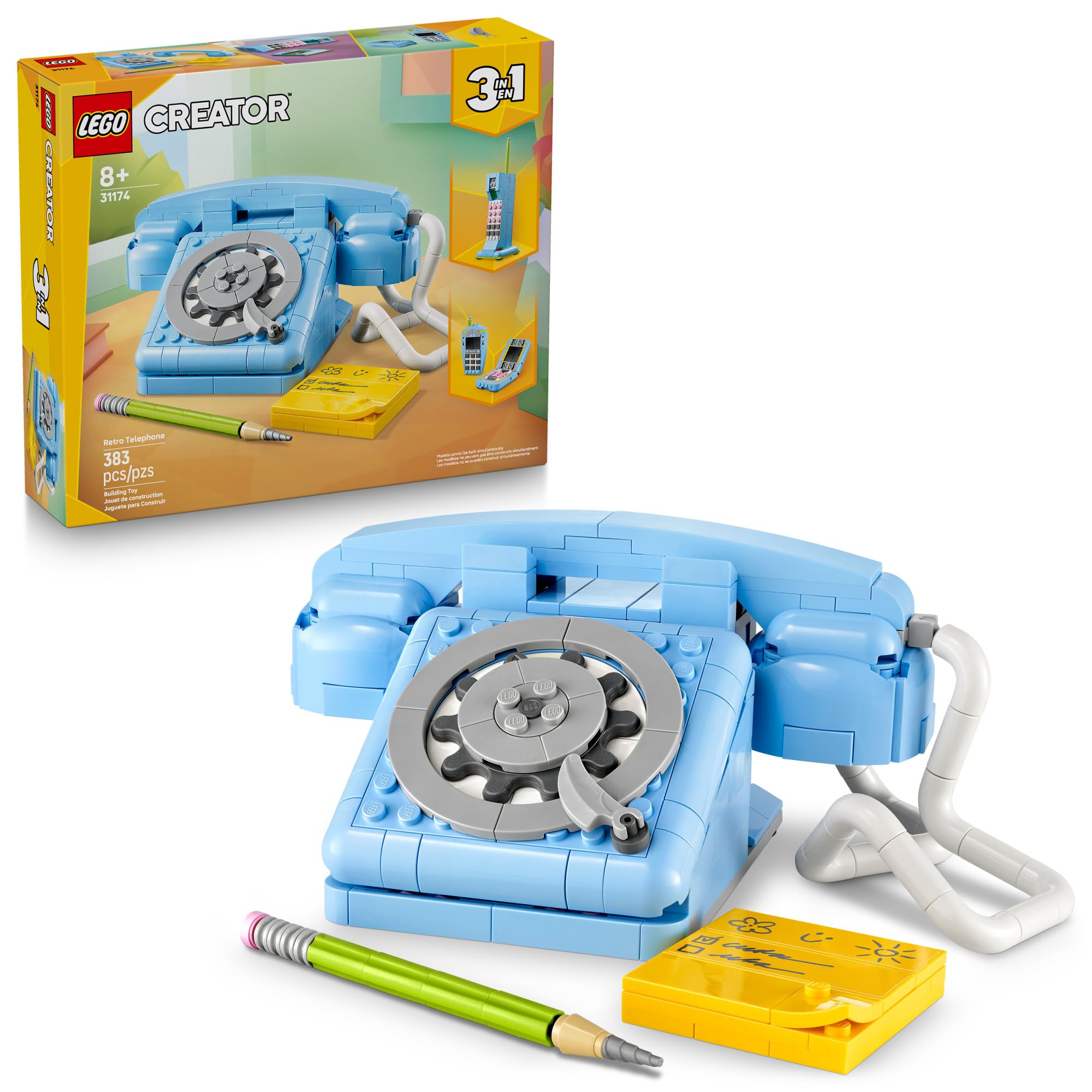 LEGO Creator 3 in 1 Retro Telephone Kids Toy - Home Decor for Bedroom or Kids Ro