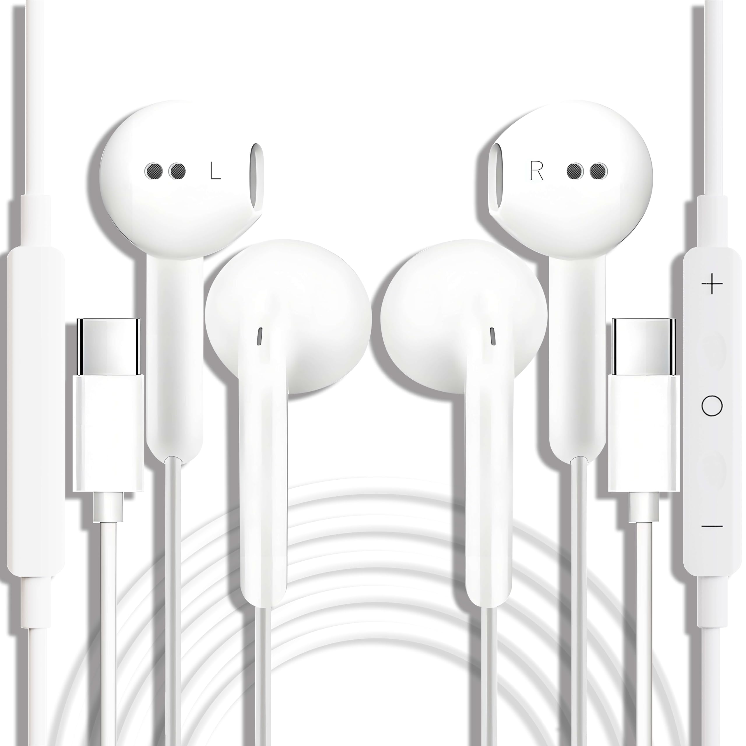 USB C Headphones, 2 Pcs USBC Headphones Wired Earphones Type C In Ear Earbuds Wi