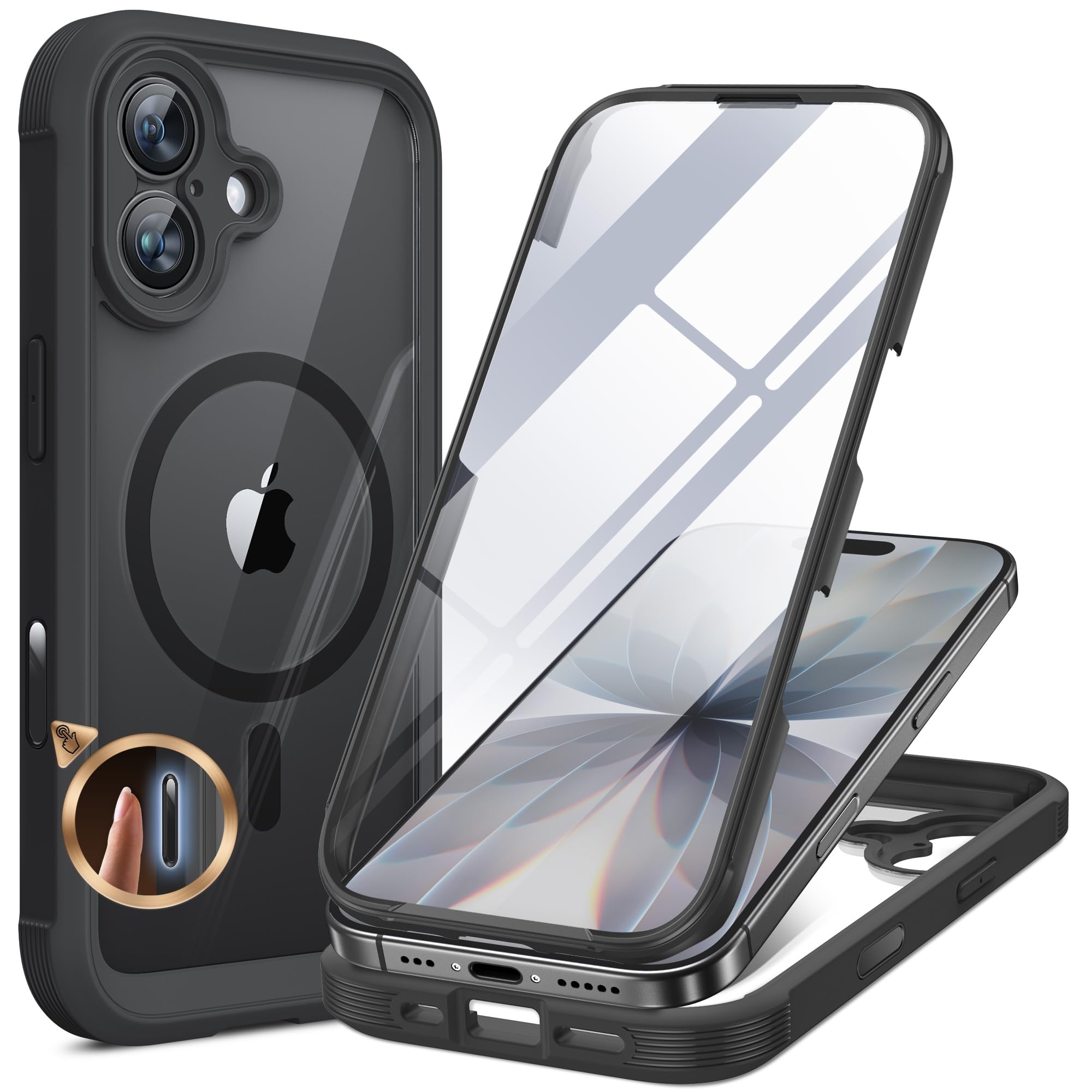 Miracase for iPhone 17 Case, Full Body Bumper with Glass Screen Protector | Drop