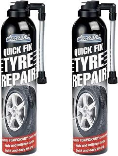 2 X QUICK FIX CAR EMERGENCY FLAT TYRE INFLATE PUNCTURE REPAIR KIT | Emergency puncture repair, pressurised aerosol, flammable gas formulation, 600 ml capacity