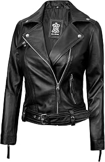 Decrum Real Lambskin Women Leather Jacket Asymmetrical Motorcycle Style
