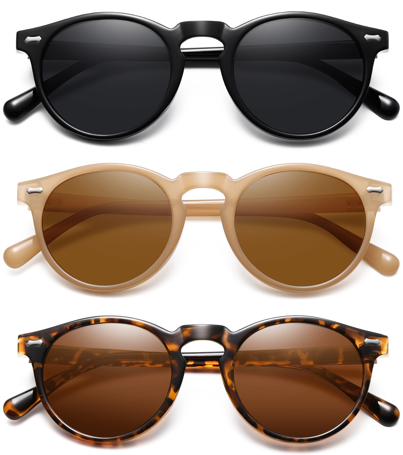 Retro Small Round Polarized Sunglasses for Women Vintage Style Circle Sun Glasse