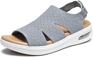 ziitop Sandali da passeggio da donna, ortopedici, comodi, con supporto per arco plantare, con zeppa, con cuscinetto d'aria, cinturino regolabile, scarpe comode per viaggi estivi, spiaggia, feste