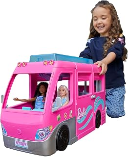 Barbie DreamCamper Playset & Camping Accessories | Including 30-Inch Slide, 7 Play Areas and 60 Camp Themed Accessories, Ages 3+, HCD46