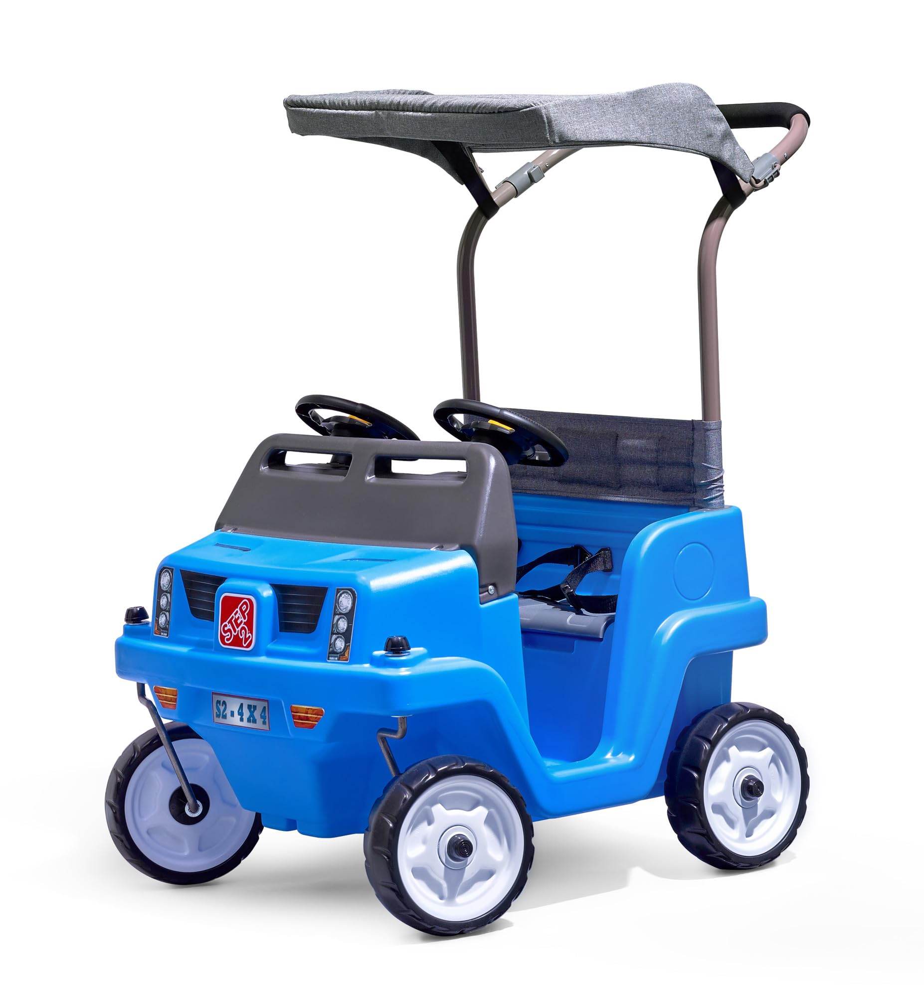 Step2 Side-by-Side Push Around SUV, 2-Seater Kids Push Car with Seat Belts | For