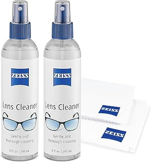 ZEISS Lens Cleaning Kit – (2) 8 oz Lens Spray & Microfiber Cloths | Eyeglasses Cleaning Kit, Travel-Ready Resuable Cloth and Streak-Free Lens Cleaning Solution