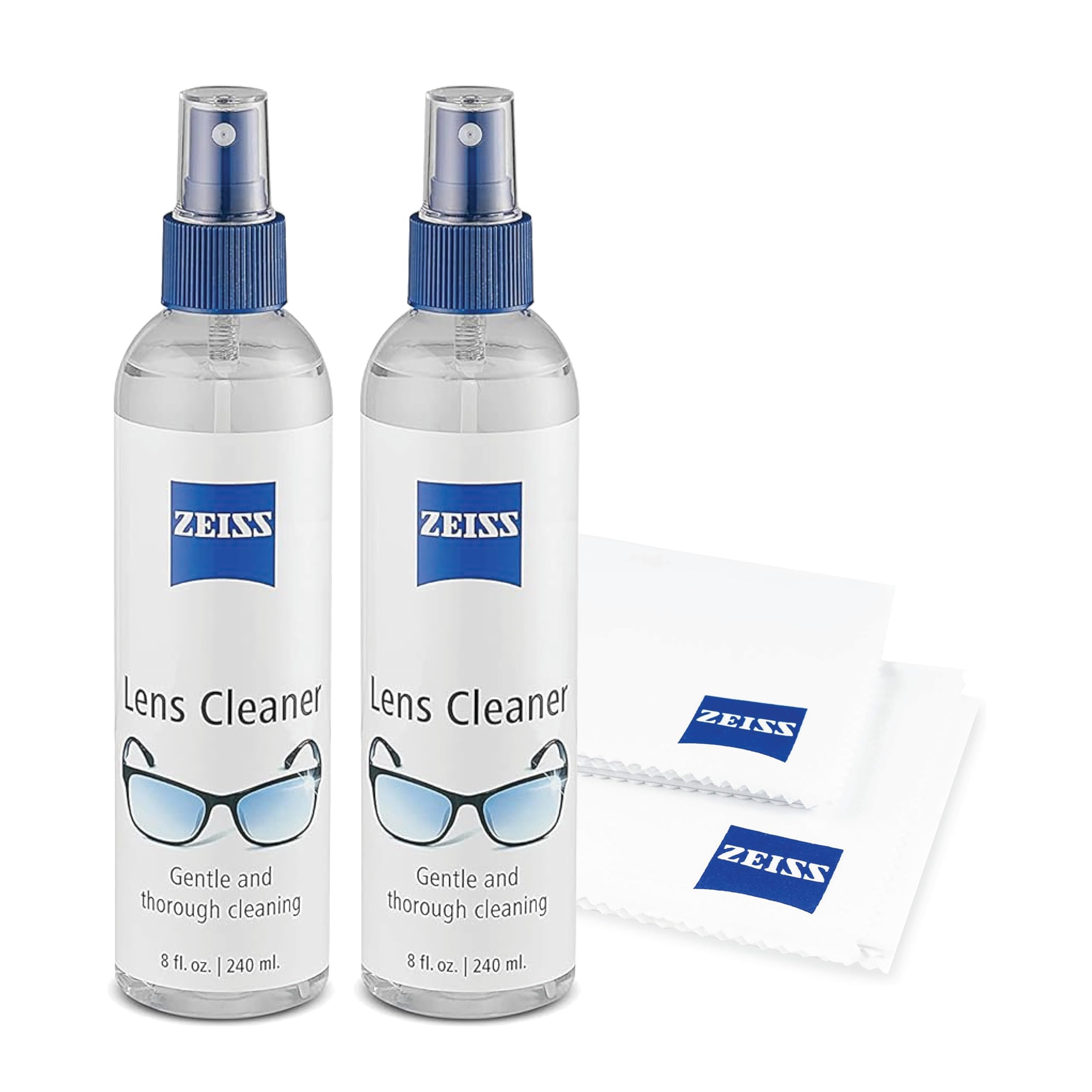 ZEISS Lens Cleaning Kit – (2) 8 oz Lens Spray & Microfiber Cloths | Eyeglasses C