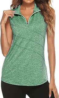Tanst Sky Women's Zip Up Tank Top Quick Dry Workout Tops Sleeveless Golf Running Yoga Shirt