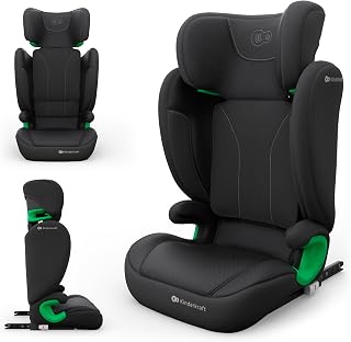 Kinderkraft Junior FIX 2 PRO Child car seat 100-150 cm, ISOFIX + seat Belt Install, H-Guard headrest, SPS Side Protection, Clear Belt Guides, AIR Flow Breathable Upholstery, Black