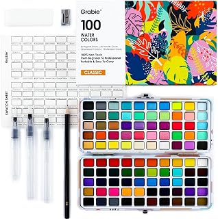 Grabie 100 Colour Watercolour Paint Set with Water Brush Pens