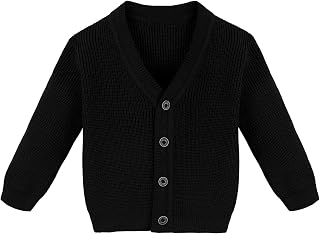 Lilax Baby Boys Basic Long Sleeve V-Neck Classic Knit Cardigan Sweater