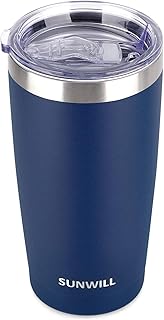 SUNWILL Travel Coffee Tumbler 20 oz, Insulated Mug with Lid, Stainless Steel Cup for Outdoor, Powder Coated Navy