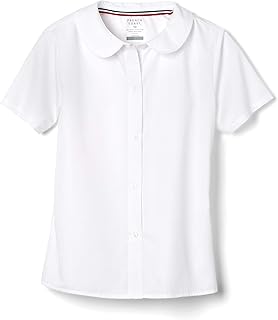 French Toast Peter Pan Collar Short Sleeve Blouse (Girls Standard & Plus Sizes), Blue,