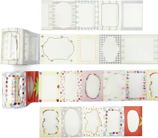 PRETTYLIFE Small Colorful Scrapbook PET Boarder Frame Stickers, 2 Rolls | Self Adhesive Cutout Decorative Tag Tape Supplies for Scrapbooking Junk Journal Planners Photo Album Collage Card Making