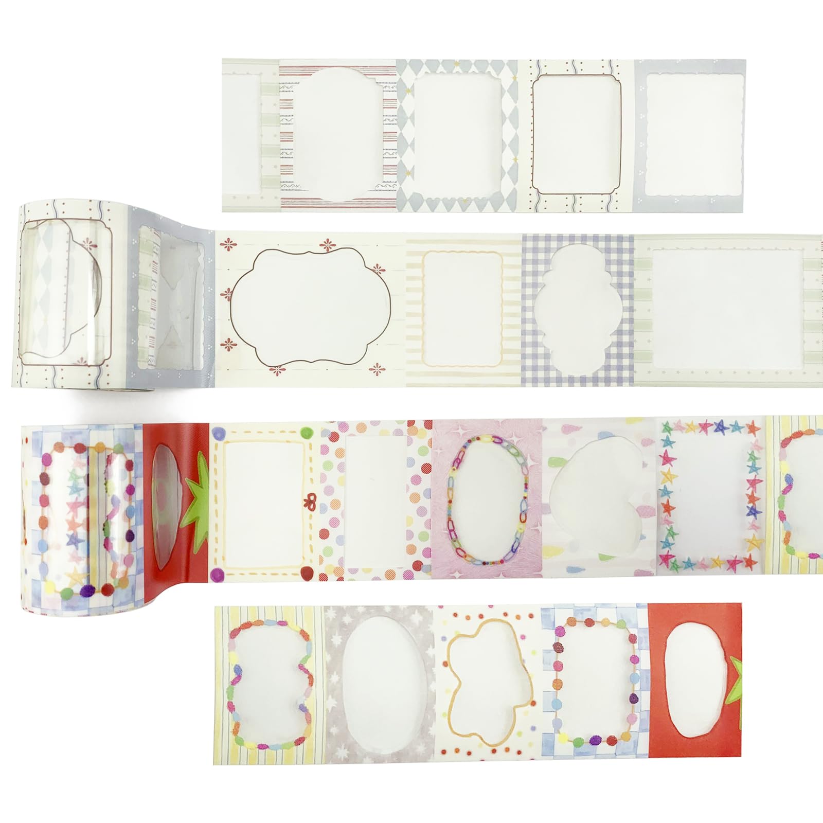 PRETTYLIFE Small Colorful Scrapbook PET Boarder Frame Stickers, 2 Rolls | Self A