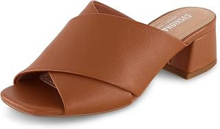 CUSHIONAIRE Garland Cross Band Block Heel Sandal +Memory Foam, Wide Widths Available