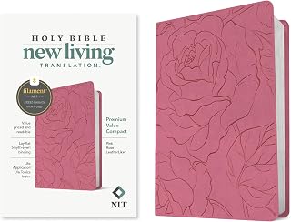 NLT Premium Value Compact Bible, Filament Enabled (LeatherLike, Pink Rose)