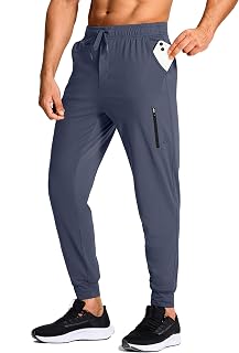 Men's Stretch Sports Pants with Zipper Pockets for Running, Workout, Gym, Track, Golf, Men's