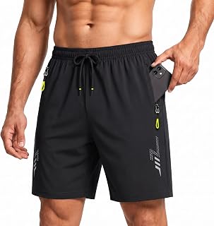 UoQo Mens Quick Dry Swim Shorts Zip Pockets Drawstring Beach Trunks