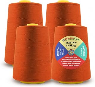 Mandala Crafts 40S/2 Burnt Orange Polyester 4 Pack of Serger Threads Cones | 24000 YDs Spools, for Sergers, Overlock, Quilting, Sewing Machine, Piecing, Hand Embroidery, Garment Sewing