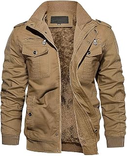 EKLENTSON Mens Winter Jacket with Multi Pockets Fleece Lined Military Coat