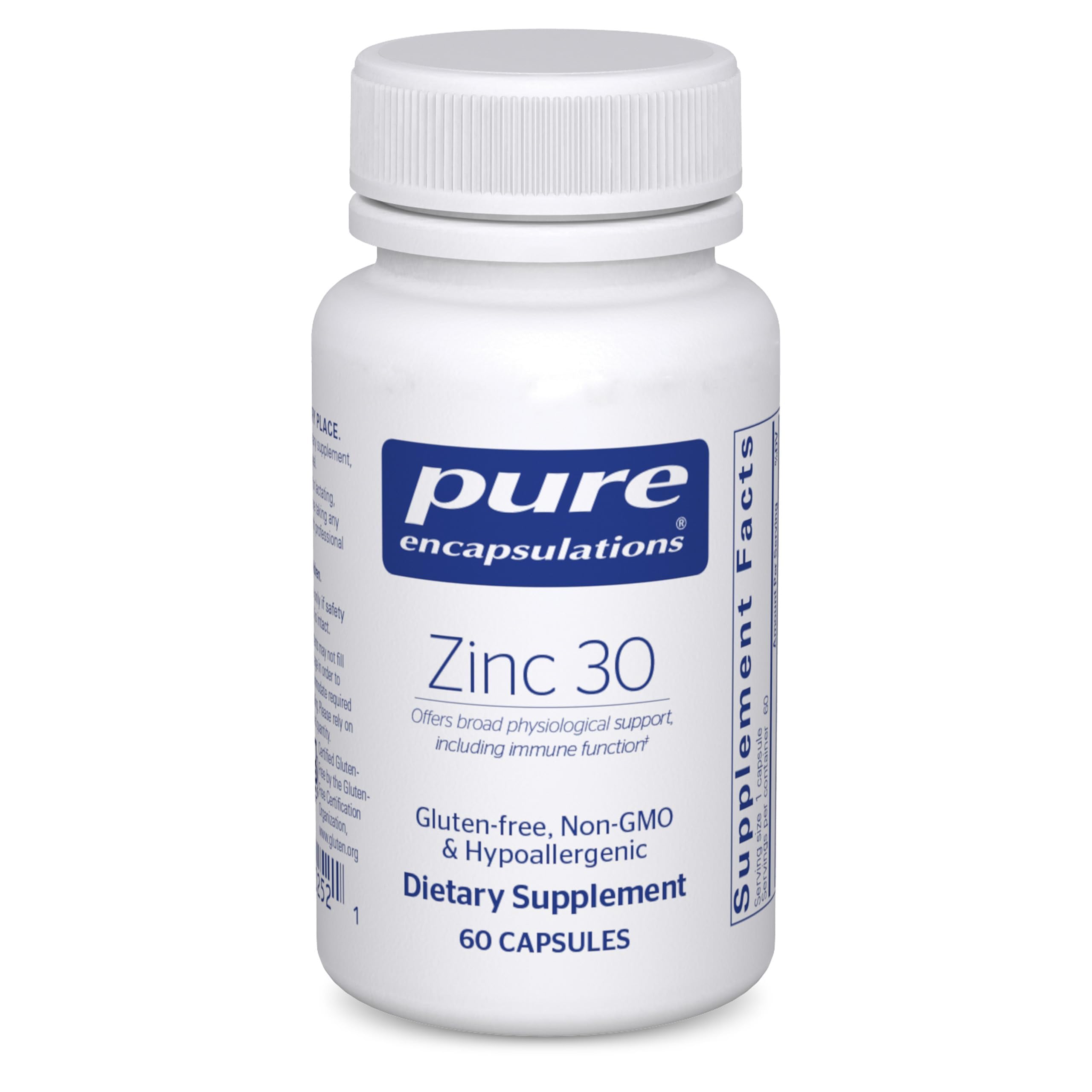 Pure Encapsulations Zinc 30 mg, 60 Capsules | Supplement for Immune System Suppo