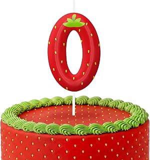 Strawberry Birthday Candles, Fruit Birthday Cake Candles for Girls Boys, Strawberry Shortcake or Red Cake Topper for Theme Party Decorations, Birthday Cake Decorations for Pet Party Supplies Number 0
