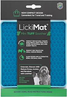 LickiMat Mini ToughSucker Turquoise Dog and Cat Feeding Bowl, Food Dish, Oral Care, Slow Eating, Stress Reduction, Training, Veterinarian-Supervised, Genuine Product