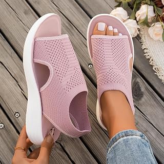 Fashion Women Knitted Sandals Soft Sole Breathable Summer Casual Beach Shoes