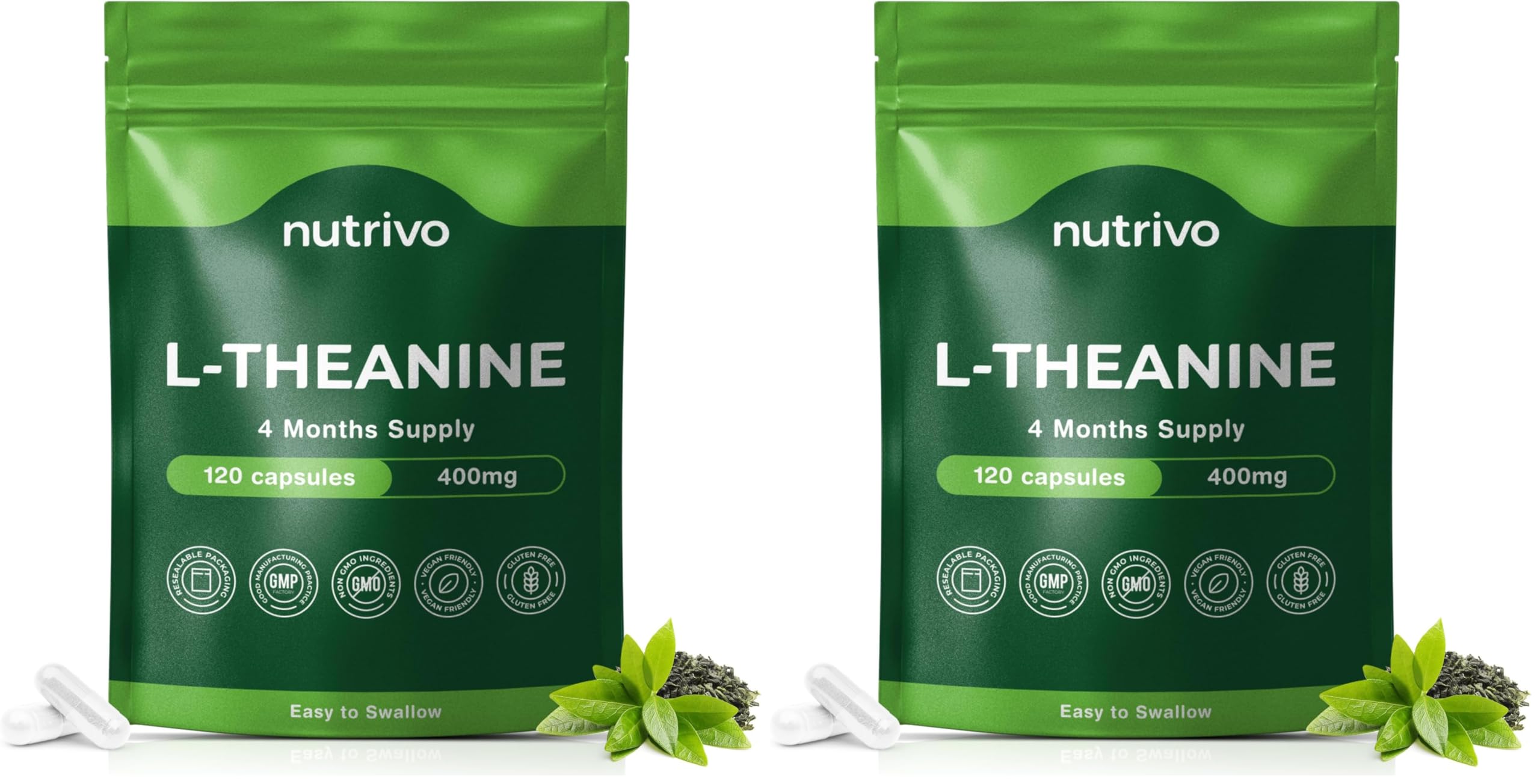 L Theanine 400mg | 120 Vegan Capsules - 4 Months Supply | Good Alternative to L-