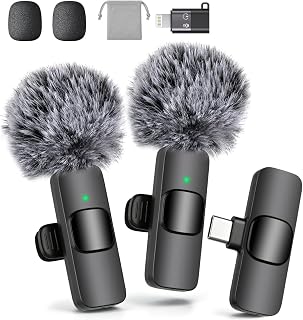 Mini Wireless Lavalier Microphone for iPhone/iPad/Android Phone, Clip-on Lapel Mic with Noise Reduction, Plug & Play for Video Recording Vlogging Podcast TikTok YouTube