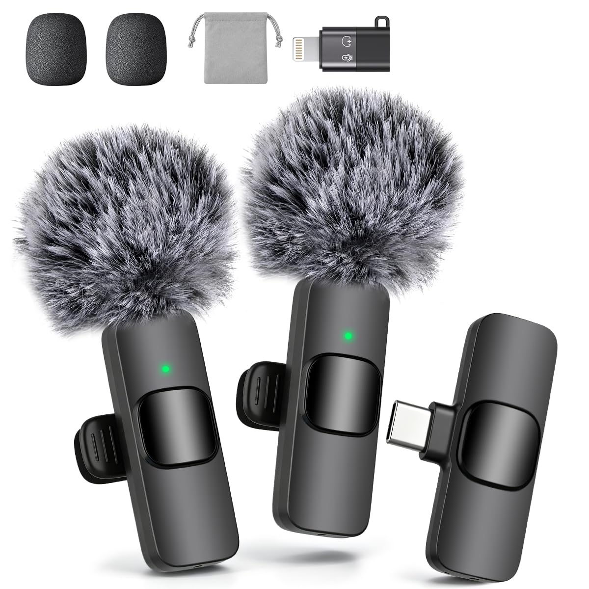 Mini Wireless Lavalier Microphone for iPhone/iPad/Android Phone, Clip-on Lapel M