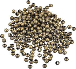 Generic 1200Pcs Smooth Round Spacer Beads, 3mm Spacer Loose Ball Beads for Jewelry Making Bracelet Necklace DIY, Bronze